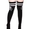 KILLSTAR Crusher Totenkopf Overknee Strümpfe -Outlet-Horror-Shop killstar crusher totenkopf overknee struempfe killstar crusher long socks 51032 01