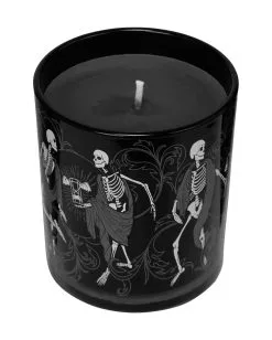 KILLSTAR Danse Macabre Glas Kerze -Outlet-Horror-Shop killstar danse macabre glas kerze mit duft killstar accessoires killstar dekoration gothic dekoration gothic kerze skelett kerze 54804 2
