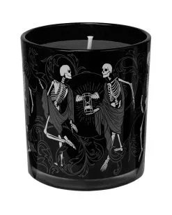 KILLSTAR Danse Macabre Glas Kerze -Outlet-Horror-Shop killstar danse macabre glas kerze mit duft killstar accessoires killstar dekoration gothic dekoration gothic kerze skelett kerze 54804 3