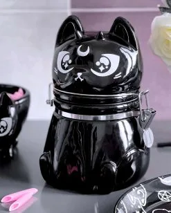 KILLSTAR Katze Keramik Behälter -Outlet-Horror-Shop killstar katze keramik vorratsbehaelter feline cute hinged jar gothic wohnungsdeko und accessoires 52083 2
