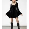 KILLSTAR Nightcall Langarm Kleid -Outlet-Horror-Shop killstar nightcall langarm kleid killstar nightcall longsleeve dress gothic kleid leo print gothic fashion 53344