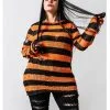 KILLSTAR Pumpkin Strickpullover -Outlet-Horror-Shop killstar pumpkin strickpullover halloween und gothic fashion killstar pumpkin knit sweater 52177