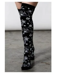 KILLSTAR Purr OFF Overknee Socks -Outlet-Horror-Shop killstar purr off overknee struempfe killstar purr off overknee socks gothic mode gothic fashion 52114 02