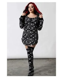 KILLSTAR Purr OFF Overknee Socks -Outlet-Horror-Shop killstar purr off overknee struempfe killstar purr off overknee socks gothic mode gothic fashion 52114 03