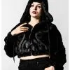 KILLSTAR Starchild Kunstfell Bomber Jacke -Outlet-Horror-Shop killstar starchild kunstfell bomber jacke killstar faux fur bomber jacket gothic fashion 52098 02