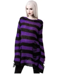 KILLSTAR Wonka Strickpullover -Outlet-Horror-Shop killstar wonka strickpullover halloween und gothic fashion killstar knit sweater gothic onlineshop 52184