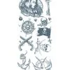 Klebetattoo Set Mit Piraten Motiven -Outlet-Horror-Shop klebetattoo set mit piraten motiven totenkopf tattoos zum aufkleben 37644