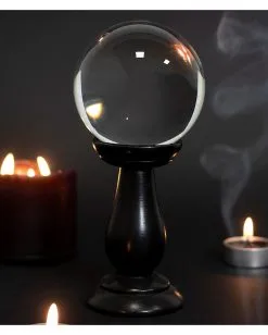 Kleine Wahrsage-Kugel Mit Ständer 9cm Ø -Outlet-Horror-Shop kleine wahrsage kugel mit staender kleine kristallkugel small crystal ball with stand gothic deko 53074 02