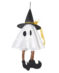 Kleiner Weißer Geist Mit Hexenhut 36 Cm -Outlet-Horror-Shop kleiner weisser geist mit hexenhut little white ghost with witch hat 39603 03