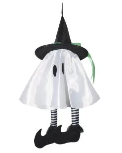 Kleiner Weißer Geist Mit Hexenhut 36 Cm -Outlet-Horror-Shop kleiner weisser geist mit hexenhut little white ghost with witch hat 39603 04
