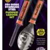 Edelstahl Kürbis Schnitz Set 2 Tlg. -Outlet-Horror-Shop kuerbis schnitz set 2 tlg werkzeug fuer halloween kuerbis aushuellen pro pumpkin carving tools set 31284 1