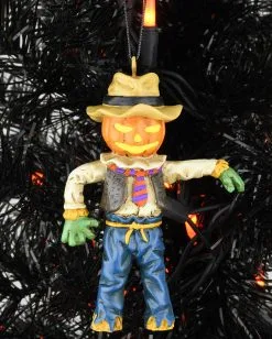Kürbis Vogelscheuche Weihnachtskugel 9,5cm -Outlet-Horror-Shop kuerbis vogelscheuche weihnachtskugel halloween und horror weihnachtsdeko scarecrow ornament 54755 6