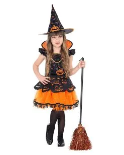 Kürbishexe Kinderkostüm -Outlet-Horror-Shop kuerbishexe kinderkostuem pumpkin witch child costume halloween kinderkostuem 51735 04
