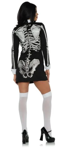 Langärmliges Skelett Minikleid Mit Kragen 5 Langärmliges Skelett Minikleid Mit Kragen -Outlet-Horror-Shop langaermliges skelett minikleid mit kragen rotten minidress with skeleton print 37298 02