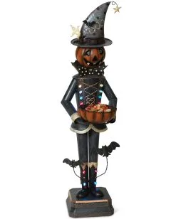 Leuchtender Metall Kürbis Butler 140cm