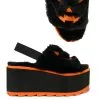 Lilly Jack O'Lantern Plateausandalen -Outlet-Horror-Shop lilly jack o lantern plateausandale gothic sandale gothic schuhe halloween sandalen halloween schuhe pluesch sandale 52815