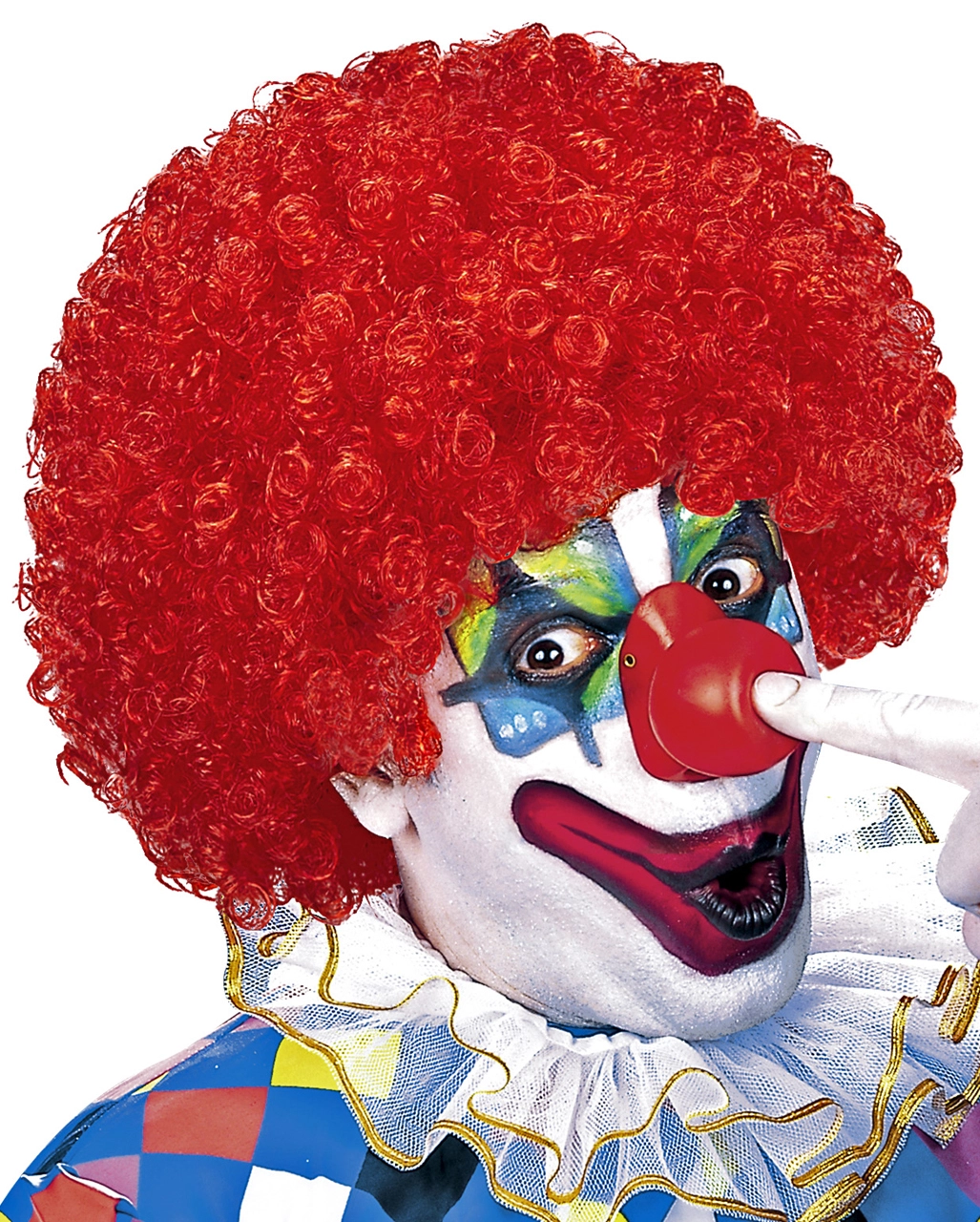 Lockige Clownperücke Rot 3 Lockige Clownperücke Rot