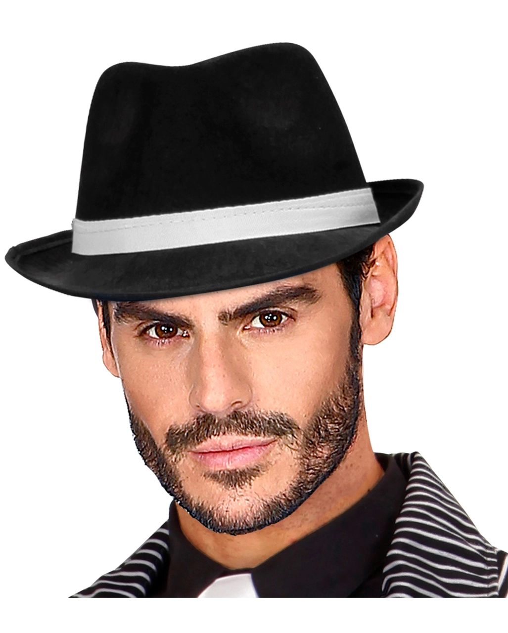 Gangster Hut Mit Weißem Hutband 7 Gangster Hut Mit Weißem Hutband – Bild 5