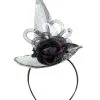 Mini-Hexenhut Sarah Mit Rosen -Outlet-Horror-Shop mini hexenhut sarah mit rosen mini spitzhut auf haarreifen halloween kopfschmuck witch hat 28904 1