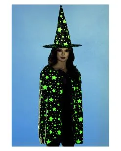Mitternachts Hexe Umhang Mit Hut -Outlet-Horror-Shop mitternachts hexe umhang mit hut hexen cape hexen spitzhut midnight witch kit 28954 2