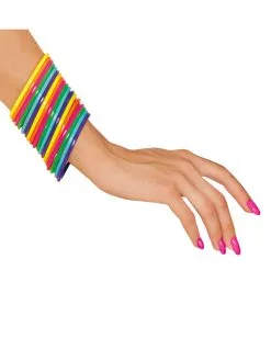 80er Jahre Multicolor Armreifen 18 St. -Outlet-Horror-Shop multicolor neon armreifen techno armreifen rave kostuemzubehoer 80er jahre kostuemaccessoires 36533 02