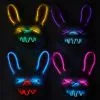 LED String Bunny Maske -Outlet-Horror-Shop neon licht bunny maske neon light bunny mask halloween horror hasen maske 53434