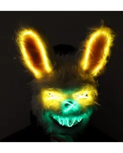 LED String Bunny Maske -Outlet-Horror-Shop neon licht bunny maske neon light bunny mask halloween horror hasen maske 53434 2