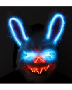 LED String Bunny Maske -Outlet-Horror-Shop neon licht bunny maske neon light bunny mask halloween horror hasen maske 53434 3