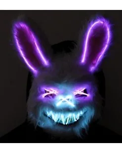 LED String Bunny Maske -Outlet-Horror-Shop neon licht bunny maske neon light bunny mask halloween horror hasen maske 53434 5