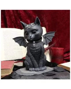 Okkulte Katzenfigur Mit Fledermaus Flügel 24cm -Outlet-Horror-Shop okkulte katzenfigur mit fledermausfluegel occult cat figure with bat wings gothic deco 50744 05