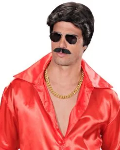 Playboy Herrenperücke Mit Schnurrbart Schwarz -Outlet-Horror-Shop playboy herrenperuecke mit schnurrbart schwarz playboy mens wig with moustache black playboy maennerperuecke schwarz 36728 03