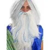 Poseidon Bart Weiß-blau 1 Poseidon Bart Weiß-blau -Outlet-Horror-Shop poseidon peruecke neptun peruecke faschingsperuecke karnevalsperuecke 62616 01