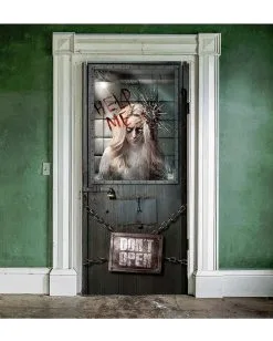 Psychiatrie Help Me Türdeko 80x180 Cm -Outlet-Horror-Shop psychiatrie help me tuerdeko creepy psychiatry door decoration horror deko halloween 53257 2