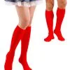 Rote Kniestrümpfe - Unisex 1 Rote Kniestrümpfe - Unisex -Outlet-Horror-Shop rote kniestruempfe unisex red socks fancy dress accessoire bild1 27030