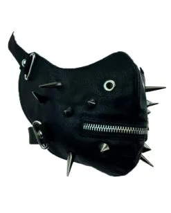 Sado Punk Halbmaske Mit Spikes -Outlet-Horror-Shop sado punk halbmaske mit spikes cyberpunk halfmask with spikes halloween masken kaufen 50497 02