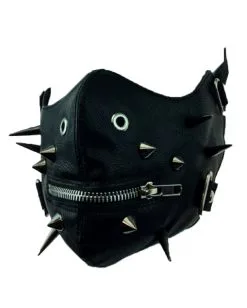 Sado Punk Halbmaske Mit Spikes -Outlet-Horror-Shop sado punk halbmaske mit spikes cyberpunk halfmask with spikes halloween masken kaufen 50497 03