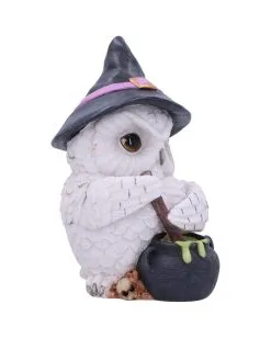 Schneeeule Mit Hexenkessel -Outlet-Horror-Shop schneeeule mit hexenkessel dekofigur halloween und gothic deko wohnaccessoires 52214 4
