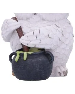 Schneeeule Mit Hexenkessel -Outlet-Horror-Shop schneeeule mit hexenkessel dekofigur halloween und gothic deko wohnaccessoires 52214 5