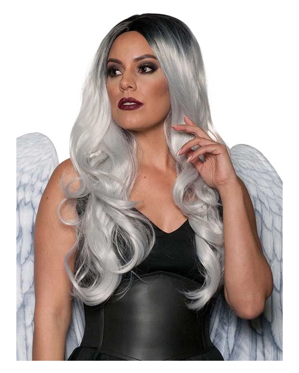 Schwarz-silberne Ombre Perücke 3 Schwarz-silberne Ombre Perücke