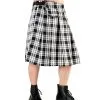 Kurzer Kilt Black Pistol Tartan Schwarz/weiß -Outlet-Horror-Shop schwarz weisser schottenrock fuer maenner manner rock 27893
