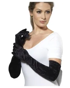 Schwarze, Ellbogenlange Samthandschuhe -Outlet-Horror-Shop schwarze ellbogenlange samthandschuhe black velveteen gloves ellbogenlange handschuhe faschings zubehoer 12335