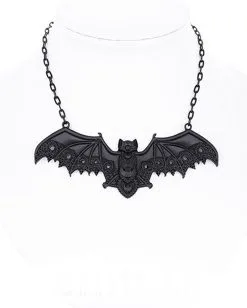 Schwarze Fledermaus Gothic Halskette -Outlet-Horror-Shop schwarze fledermaus gothic fledermaus halskette black gothic bat necklace 53775 03