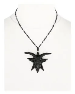 Schwarze Gothic Baphomet Halskette -Outlet-Horror-Shop schwarze gothic baphomet halskette black baphomet gothic pendant gothic schmuck gothic jewellery 50589 03