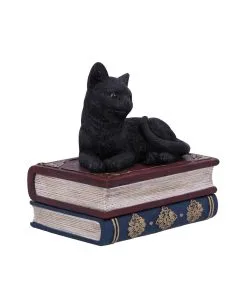 Schwarze Katze Auf Zauberbücher Box 11,7cm -Outlet-Horror-Shop schwarze katze auf zauberbuecherbox black salems cat on spellbook box halloween tischdekoration 50947 03