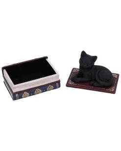 Schwarze Katze Auf Zauberbücher Box 11,7cm -Outlet-Horror-Shop schwarze katze auf zauberbuecherbox black salems cat on spellbook box halloween tischdekoration 50947 06