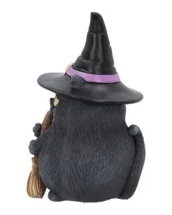 Schwarze Katze Mit Hexenhut -Outlet-Horror-Shop schwarze katze mit hexenhut black cat with witch hat and broom gothic figur geschenkartikel 39255 03