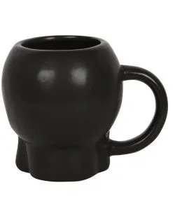 Schwarze Matte Totenkopf Tasse -Outlet-Horror-Shop schwarze matte totenkopf tasse matte black skull mug totenschaedel tasse gothic wohnaccessoire 54298 03