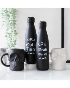 Schwarze Matte Totenkopf Tasse -Outlet-Horror-Shop schwarze matte totenkopf tasse matte black skull mug totenschaedel tasse gothic wohnaccessoire 54298 05
