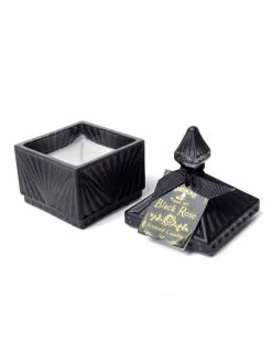 Schwarze Rose Gothic Duftkerze Im Vintage Glas Small -Outlet-Horror-Shop schwarze rose gothic duftkerze im vintage glas small gothic tischdeko halloween tischdeko 50868 02