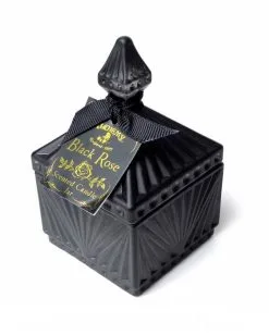 Schwarze Rose Gothic Duftkerze Im Vintage Glas Small -Outlet-Horror-Shop schwarze rose gothic duftkerze im vintage glas small gothic tischdeko halloween tischdeko 50868 03